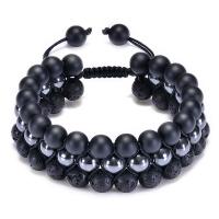 Natural Black Lava & Matte Onyx & Hematite Bracelets fashion jewelry black  Sold By Strand