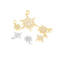 Cubic Zirconia Micro Pave Brass Pendant, Snowflake, plated, different color and pattern for choice & DIY & micro pave cubic zirconia, more colors for choice, 14*9*1mm, Hole:Approx 1mm, 10PCs/Lot, Sold By Lot