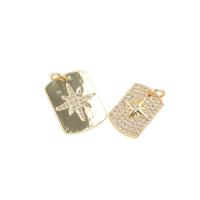 Cubic Zirconia Micro Pave Brass Pendant Rectangle plated & DIY & micro pave cubic zirconia golden 17*13*1mm Approx 1mm Sold By Lot