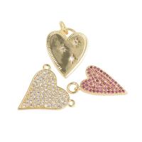 Cubic Zirconia Micro Pave Brass Pendant, Heart, plated, DIY & micro pave cubic zirconia, more colors for choice, 16*16*1mm,, Hole:Approx 1.4mm, 10PCs/Lot, Sold By Lot