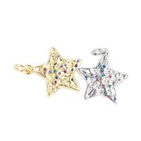 Cubic Zirconia Micro Pave Brass Pendant Star plated DIY & micro pave cubic zirconia 16*14*1mm Approx 1mm Sold By Lot