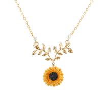 Zinc Alloy Jewelry Necklace with Plastic & Plastic Pearl with 1.96 inch extender chain Flower plated for woman & with rhinestone 25mm Sold Per Approx 15.74 Inch Strand