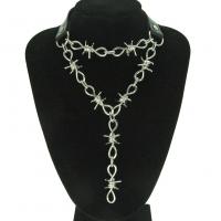 Мода себе ожерелье, цинковый сплав, плакирован серебром, Мужская, черный, не содержит никель, свинец, 20x46x20mm, Продан через 14.9 дюймовый Strand