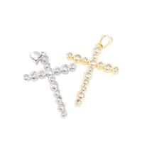 Cubic Zirconia Micro Pave Brass Pendant, Cross, plated, DIY & micro pave cubic zirconia, more colors for choice, 28*19*1mm, 10PCs/Lot, Sold By Lot