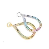 Cubic Zirconia Micro Pave Brass Pendant, Teardrop, plated, DIY & micro pave cubic zirconia, more colors for choice, 25*16*1mm, 10PCs/Lot, Sold By Lot