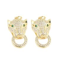Cubic Zirconia Micro Pave Brass Pendant, Animal, plated, DIY & micro pave cubic zirconia, golden, 23*12*3mm, 10PCs/Lot, Sold By Lot