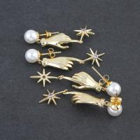 Brass Drop Earring Hand plated fashion jewelry & DIY golden 46.5*10*5mm Approx 1.3mm Sold By Lot
