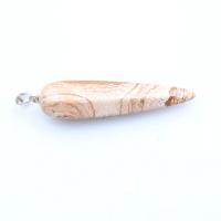 Gemstone Pendants Jewelry, Picture Jasper, Teardrop, polished, DIY, 15x55mm, Sold By PC