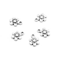 Tibetan Style Flower Pendants, plated, DIY, silver color, 10*6*1mm, Hole:Approx 1mm, 500G/Bag, Sold By Bag