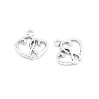 Tibetan Style Heart Pendants, plated, DIY, silver color, 17*16*1mm, Hole:Approx 1mm, 500G/Bag, Sold By Bag