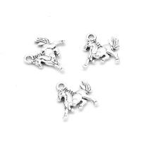 Zinc Alloy Pendants Horse plated DIY silver color 13*11*1mm Approx 1mm Sold By Bag