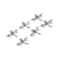 Zinc Alloy Pendants Dragonfly plated DIY silver color 10*14*1mm Approx 1mm Sold By Bag