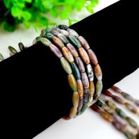 Natural Indian Agate Beads, Drum, polished, DIY, 6x12mm, Sold By Strand