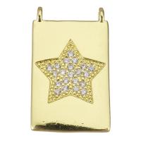 Cubic Zirconia Micro Pave Brass Pendant, gold color plated, micro pave cubic zirconia, 13.5x22x3mm, Hole:Approx 1.5mm, 10PCs/Lot, Sold By Lot