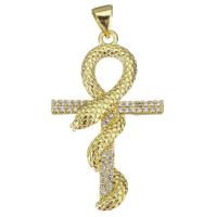 Cubic Zirconia Micro Pave Brass Pendant, gold color plated, micro pave cubic zirconia, 20x34x4mm, Hole:Approx 3.5mm, 10PCs/Lot, Sold By Lot