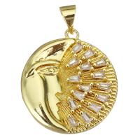 Cubic Zirconia Micro Pave Brass Pendant, gold color plated, micro pave cubic zirconia, 21x23x4mm, Hole:Approx 3.5mm, 5PCs/Lot, Sold By Lot