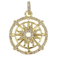 Cubic Zirconia Micro Pave Brass Pendant gold color plated micro pave cubic zirconia & hollow Approx Sold By Lot