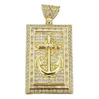 Cubic Zirconia Micro Pave Brass Pendant, gold color plated, micro pave cubic zirconia, 24x39x6mm, Hole:Approx 4mm, 3PCs/Lot, Sold By Lot