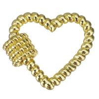 Brass Carabiner Key Ring, Heart, gold color plated, 27x23x8mm, 10PCs/Lot, Sold By Lot