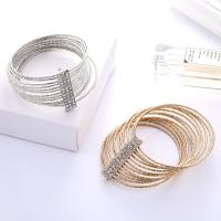 Tibetan Style Bangle, Donut, plated, fashion jewelry & for woman & with rhinestone, more colors for choice, Sold Per 8.6 Inch Strand