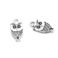 Zinc Alloy Pendants Owl plated DIY silver color 15*6*1mm Sold By Bag