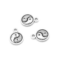 Tibetan Style Pendants, Round, plated, DIY, silver color, 10*7*1mm, 500G/Bag, Sold By Bag