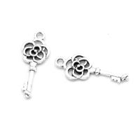 Zinc Alloy Key Pendants plated DIY silver color 25*8*1mm Sold By Bag