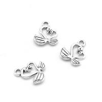 Zinc Alloy Animal Pendants Swan plated DIY silver color 12*9*1mm Sold By Bag