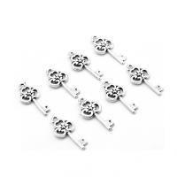 Zinc Alloy Key Pendants plated DIY silver color 23*10*2mm Approx 2mm Sold By Bag
