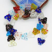 Szklane płaskie koraliki Millefiori, Lampwork, Motyl, Ręcznie robione, DIY, mieszane kolory, 10x12mm, sprzedane przez Strand