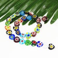 Millefiori Lampwork Beads, Heart, stoving varnish, DIY, mixed colors, 12mm, Approx 33PCs/Strand, Sold By Strand