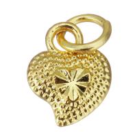 Mässing Smycken Hängen, Hjärta, guldfärg pläterade, 7.5x10x3mm, Hål:Ca 3.5mm, 100PC/Lot, Säljs av Lot