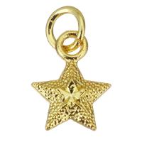Bijoux pendentifs en laiton, étoile, Placage de couleur d'or, 8.5x11x3mm, Trou:Environ 3.5mm, 100PC/lot, Vendu par lot