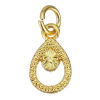 Brass Jewelry Pendants, Teardrop, gold color plated, hollow, 7x12x2mm, Hole:Approx 3.5mm, 100PCs/Lot, Sold By Lot