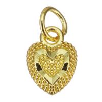 Brass Heart Riipukset, Messinki, Sydän, kullan väri kullattu, 7x10x3mm, Reikä:N. 3.5mm, 100PC/erä, Myymät erä