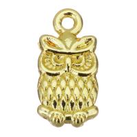 Mässing Smycken Hängen, Owl, guldfärg pläterade, 7.5x15x2.5mm, Hål:Ca 3.5mm, 100PC/Lot, Säljs av Lot