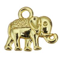 Messing Schmuck Anhänger, Elephant, goldfarben plattiert, 14x12x3mm, Bohrung:ca. 2mm, 100PCs/Menge, verkauft von Menge