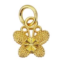 Mässing Smycken Hängen, Fjäril, guldfärg pläterade, 8.5x10x2.5mm, Hål:Ca 3.5mm, 100PC/Lot, Säljs av Lot
