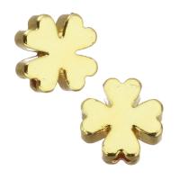 Tibetan Style Jewelry Beads, Four Leaf Clover, gold color plated, 6x6x2.5mm, Hole:Approx 1.5mm, 100PCs/Lot, Sold By Lot