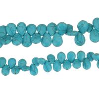 Türkis Perlen, Synthetische Türkis, Tropfen, verschiedene Größen vorhanden, blau, Bohrung:ca. 1.5mm, Länge:ca. 16 ZollInch, 10SträngeStrang/Menge, verkauft von Menge