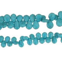 Perles turquoises, turquoise synthétique, larme, normes différentes pour le choix, bleu, Trou:Environ 1.5mm, Longueur:Environ 16 pouce, 10Strandstoron/lot, Vendu par lot