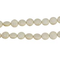 Türkis Perlen, Synthetische Türkis, flache Runde, weiß, 16mm, Bohrung:ca. 1mm, 10SträngeStrang/Menge, verkauft von Menge