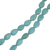 Perles turquoises, turquoise synthétique, larme, bleu, 10x14mm, Trou:Environ 1.5mm, 10Strandstoron/lot, Vendu par lot