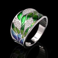 Mässing Finger Ring, mode smycken & med strass, flerfärgad, Säljs av PC