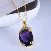 Collier de bijoux en alliage de zinc, avec cristal, bijoux de mode, violet, 45+5cm, Vendu par brin