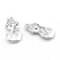 Tibetan Style Pendants, Snowman, plated, DIY, silver color, 19*9*3mm, Hole:Approx 1mm, 500G/Bag, Sold By Bag