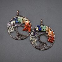 Gemstone Pendants Jewelry Quartz with Zinc Alloy Tree plated fashion jewelry & for woman 2/PC Sold By PC