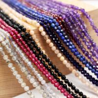 Mixed Gemstone Beads, Natural Stone, Round, DIY & different materials for choice & faceted, more colors for choice, 3mm, Sold By Strand