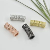 Brass Curved Tube Beads plated DIY & micro pave cubic zirconia nickel lead & cadmium free Sold By Bag