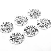 Tibetan Style Pendants, Round, plated, DIY, silver color, 43*39*3mm, Hole:Approx 3mm, 500G/Bag, Sold By Bag